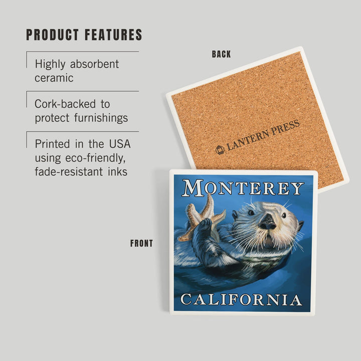 Monterey, California, Sea Otter, Coasters Coasters Lantern Press
