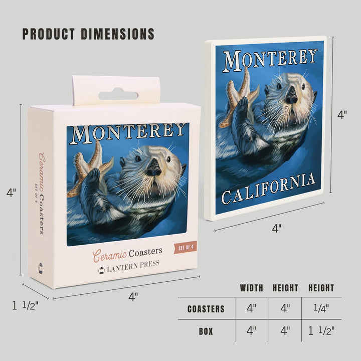 Monterey, California, Sea Otter, Coasters Coasters Lantern Press