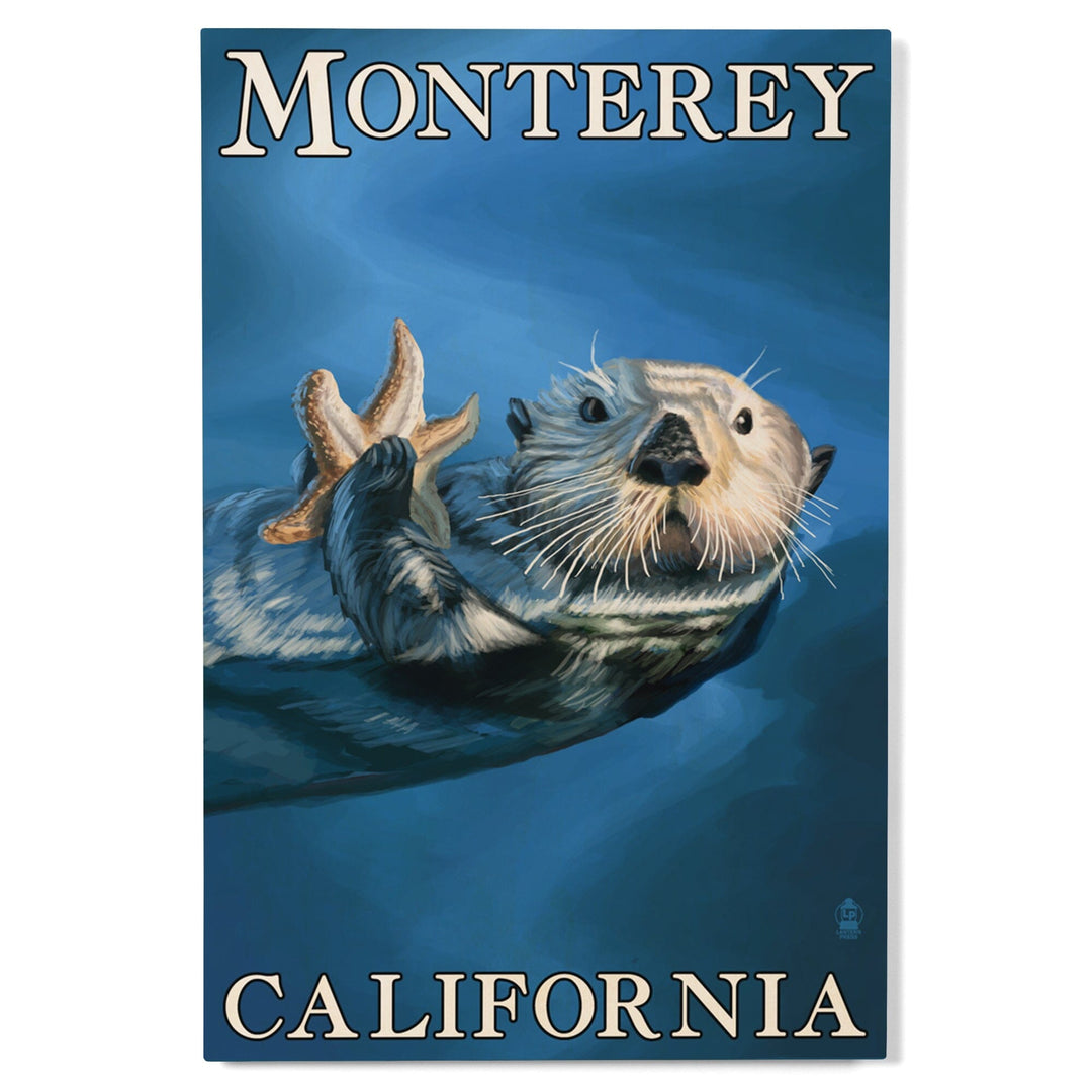 Monterey, California, Sea Otter, Lantern Press Artwork, Wood Signs and Postcards Wood Lantern Press