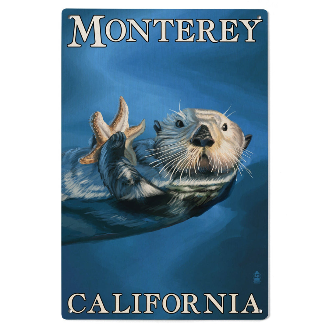 Monterey, California, Sea Otter, Lantern Press Artwork, Wood Signs and Postcards Wood Lantern Press