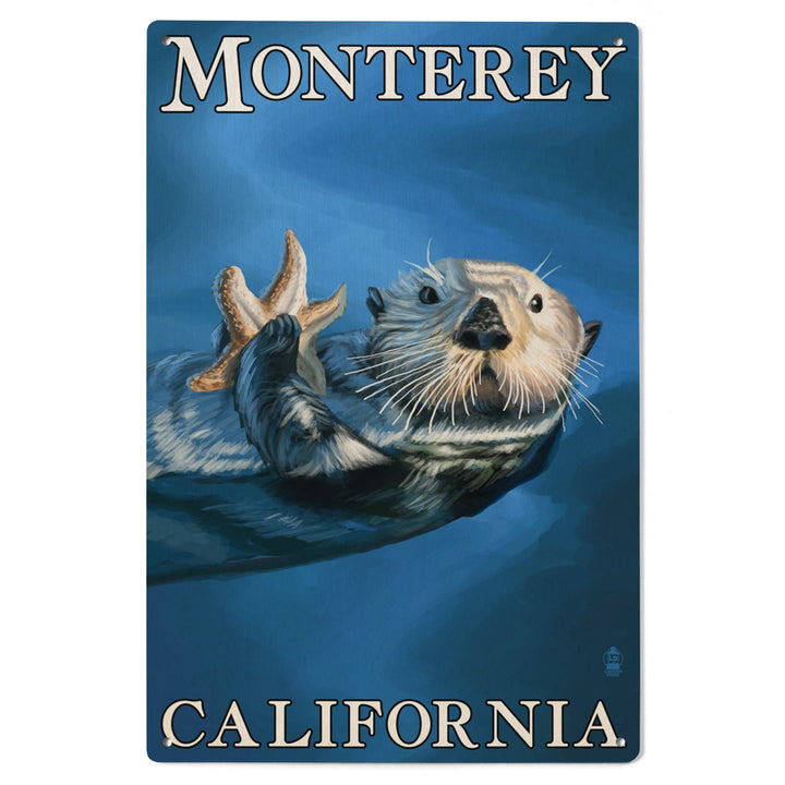 Monterey, California, Sea Otter, Lantern Press Artwork, Wood Signs and Postcards Wood Lantern Press