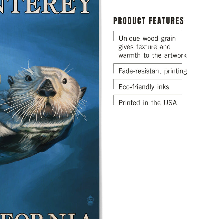 Monterey, California, Sea Otter, Lantern Press Artwork, Wood Signs and Postcards Wood Lantern Press
