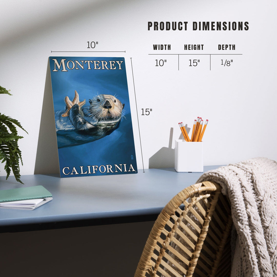 Monterey, California, Sea Otter, Lantern Press Artwork, Wood Signs and Postcards Wood Lantern Press
