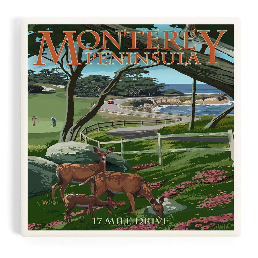 Monterey Peninsula, California, 17 Mile Drive, Coasters Coasters Lantern Press