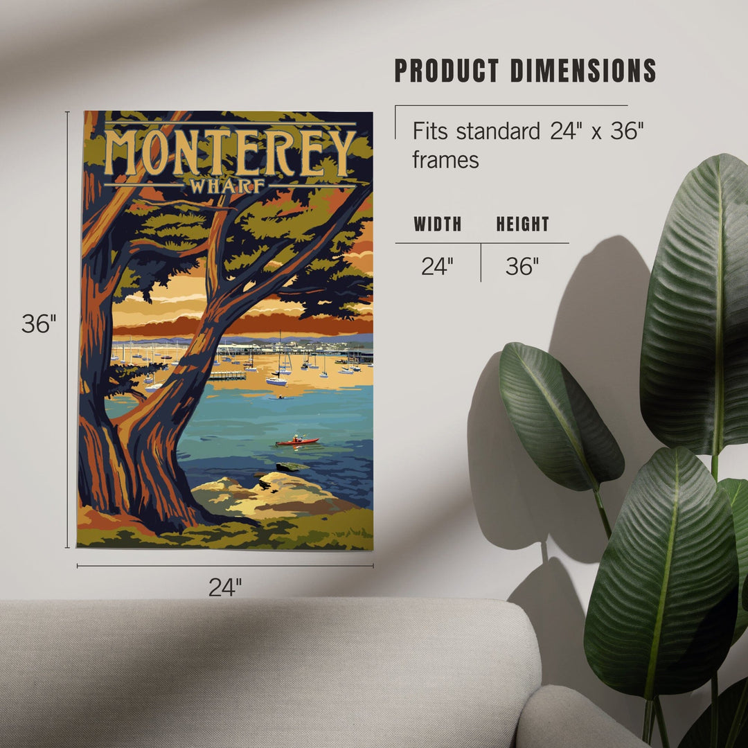 Monterey Wharf, California, Coastal Scene, Art & Giclee Prints Art Lantern Press