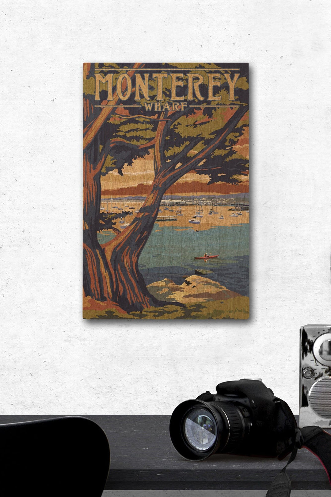 Monterey Wharf, California, Coastal Scene, Lantern Press Artwork, Wood Signs and Postcards Wood Lantern Press 12 x 18 Wood Gallery Print