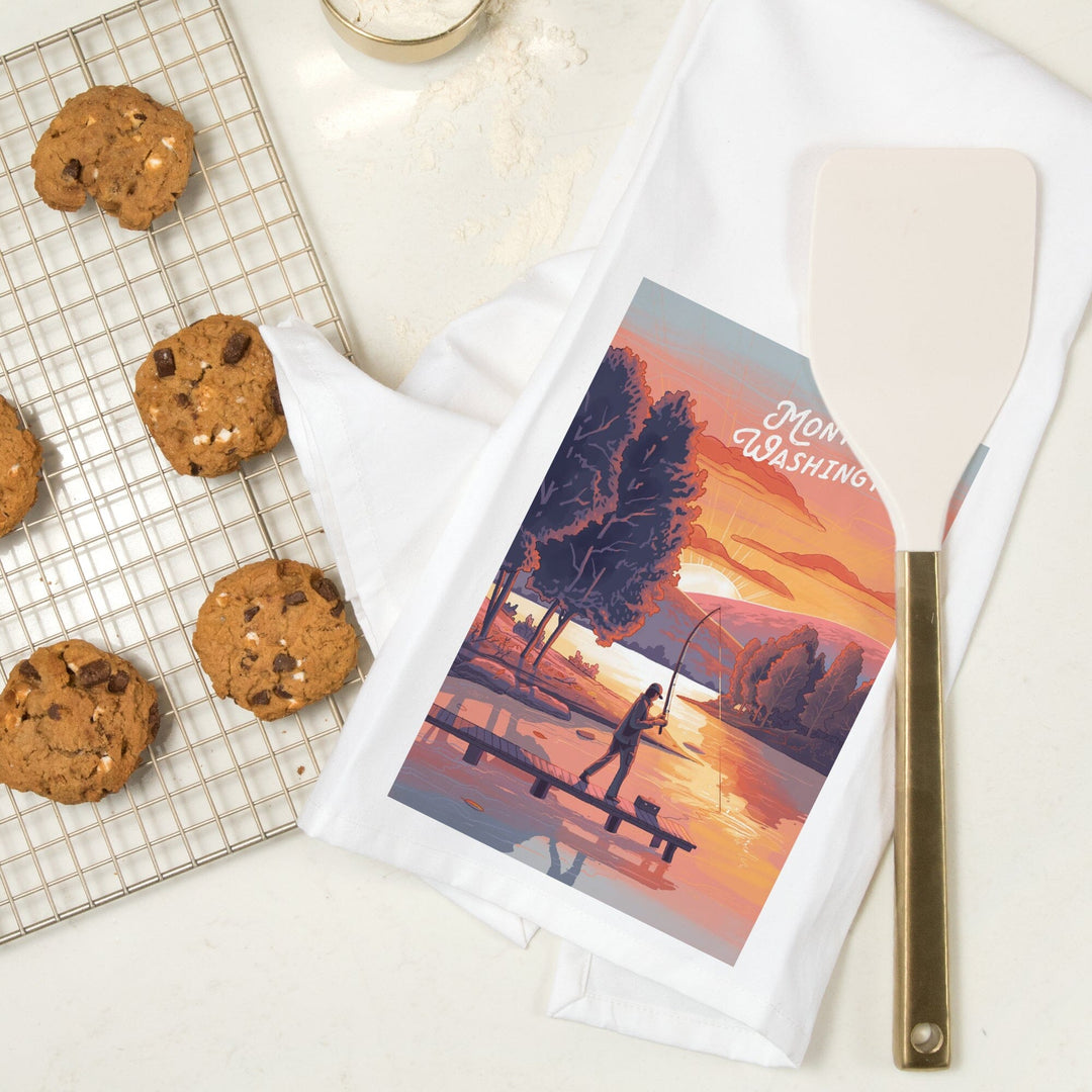 Montesano, Washington, Get Outside Series, This is Living, Fishing with Hills, Organic Cotton Kitchen Tea Towels Kitchen Lantern Press