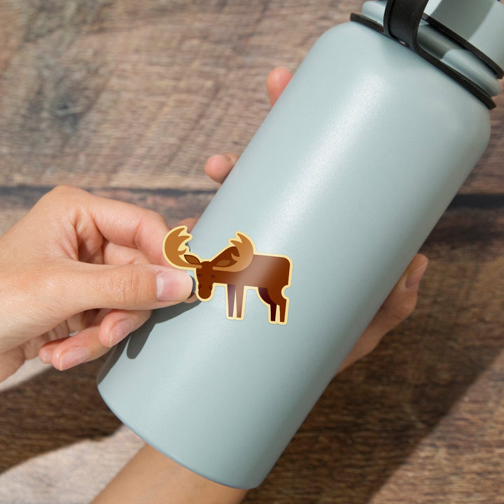 Moose, Geometric, Contour, Lantern Press Artwork, Vinyl Sticker Sticker Lantern Press