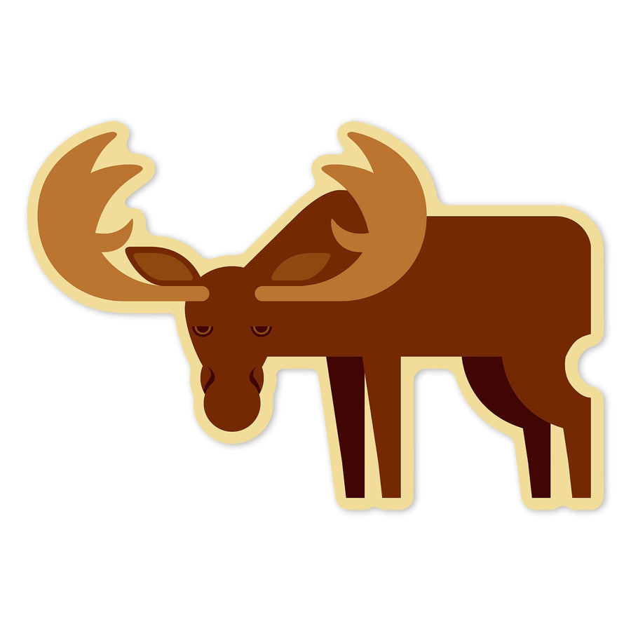 Moose, Geometric, Contour, Lantern Press Artwork, Vinyl Sticker Sticker Lantern Press