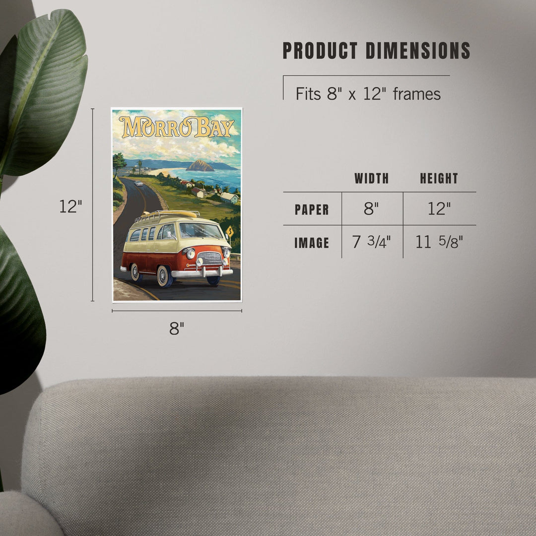 Morro Bay, California, Camper Van, Art & Giclee Prints Art Lantern Press