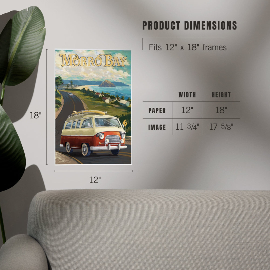 Morro Bay, California, Camper Van, Art & Giclee Prints Art Lantern Press