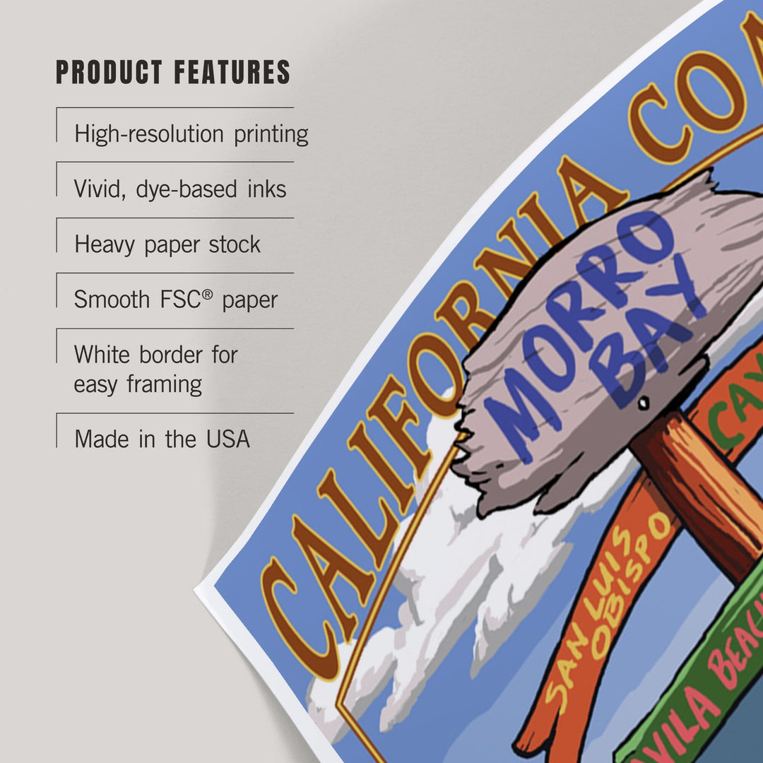 Morro Bay, California, Destinations Sign, Art & Giclee Prints Art Lantern Press