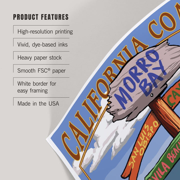 Morro Bay, California, Destinations Sign, Art & Giclee Prints Art Lantern Press