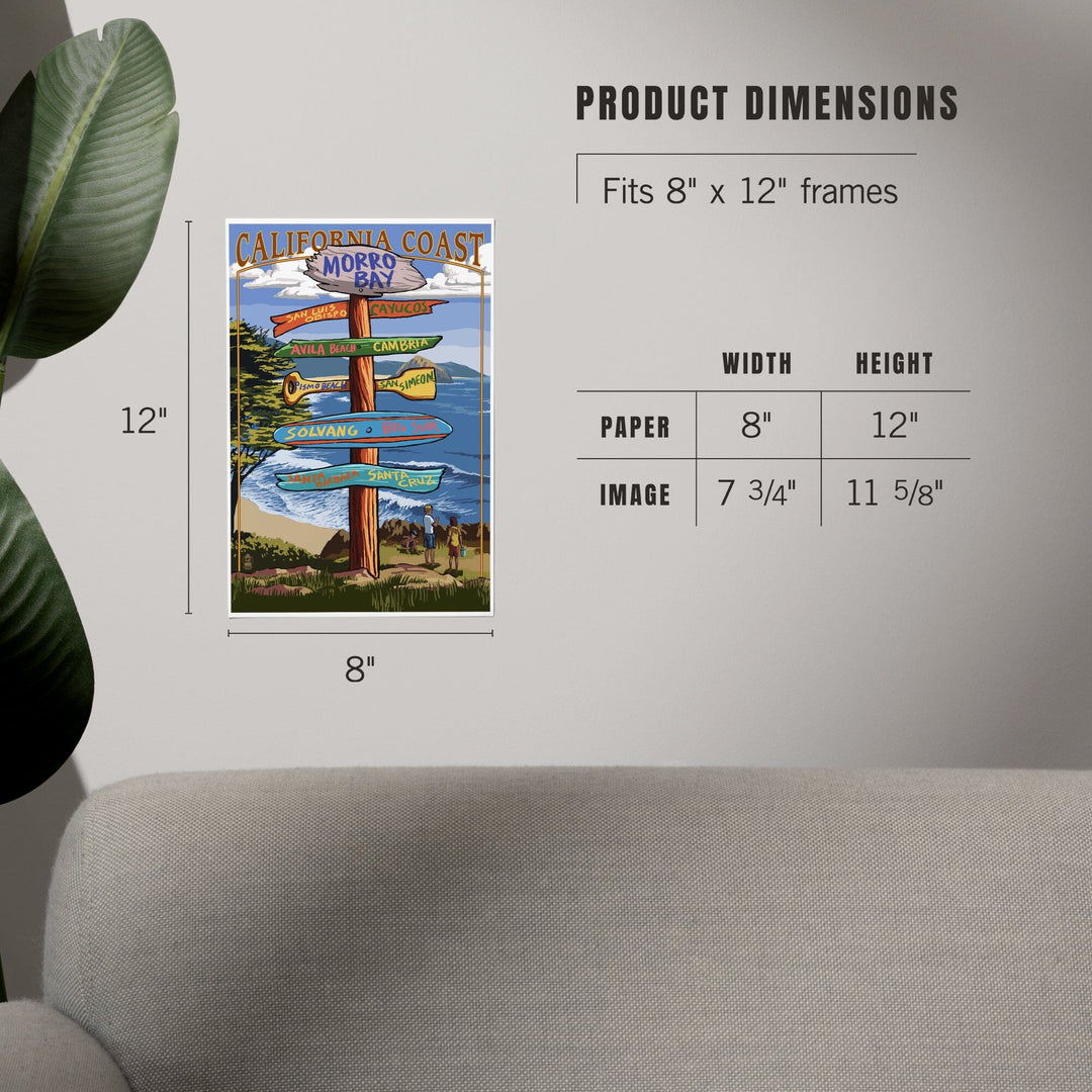 Morro Bay, California, Destinations Sign, Art & Giclee Prints Art Lantern Press