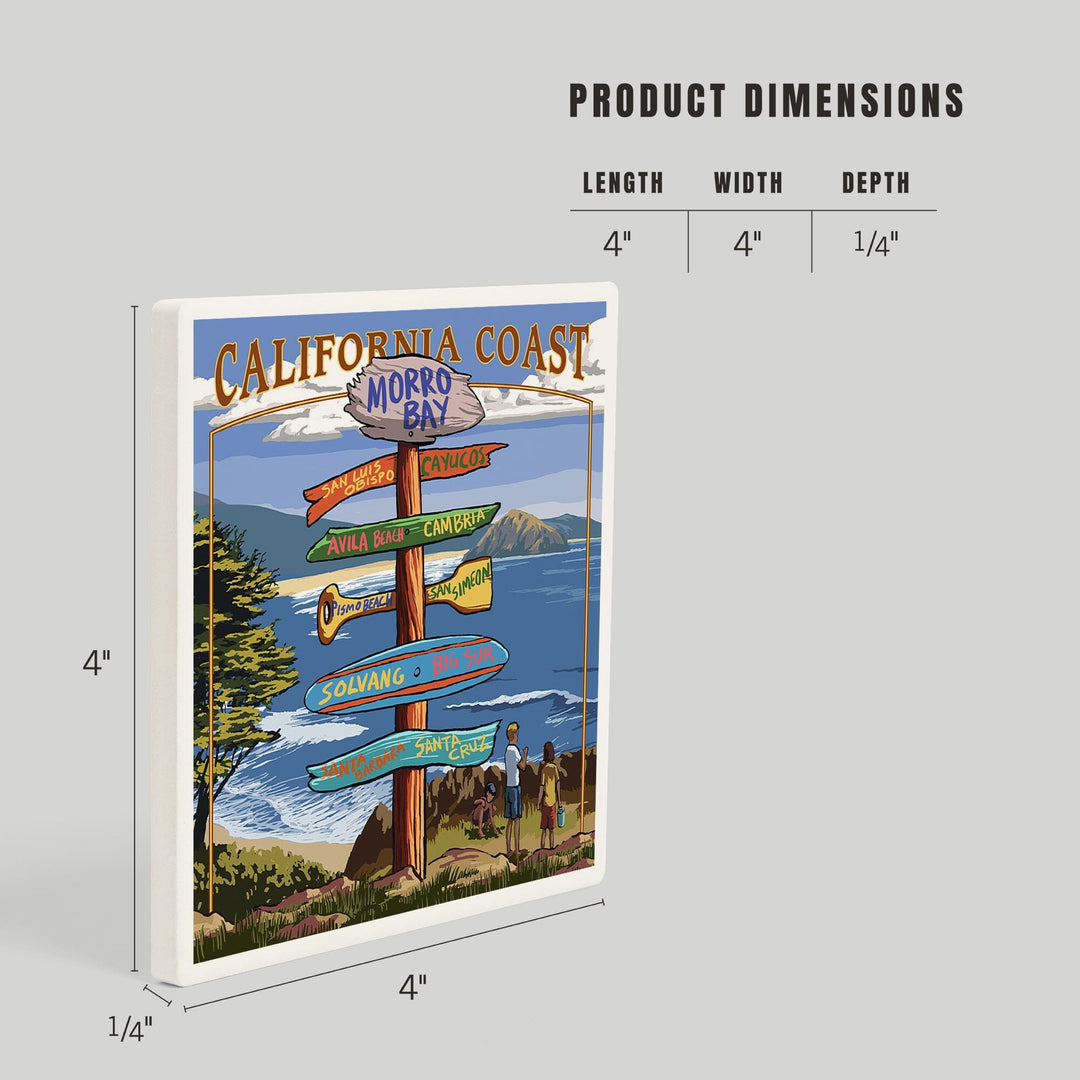 Morro Bay, California, Destinations Sign, Coasters Coasters Lantern Press