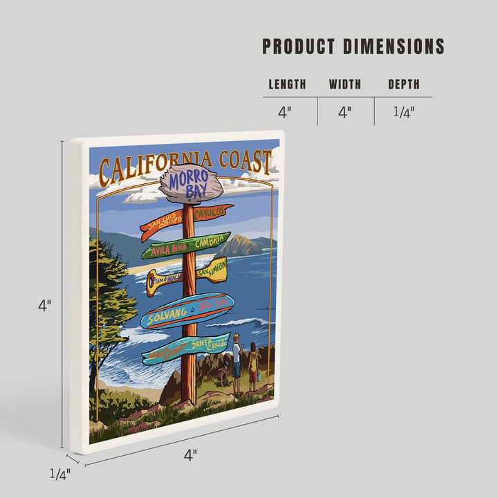 Morro Bay, California, Destinations Sign, Coasters Coasters Lantern Press