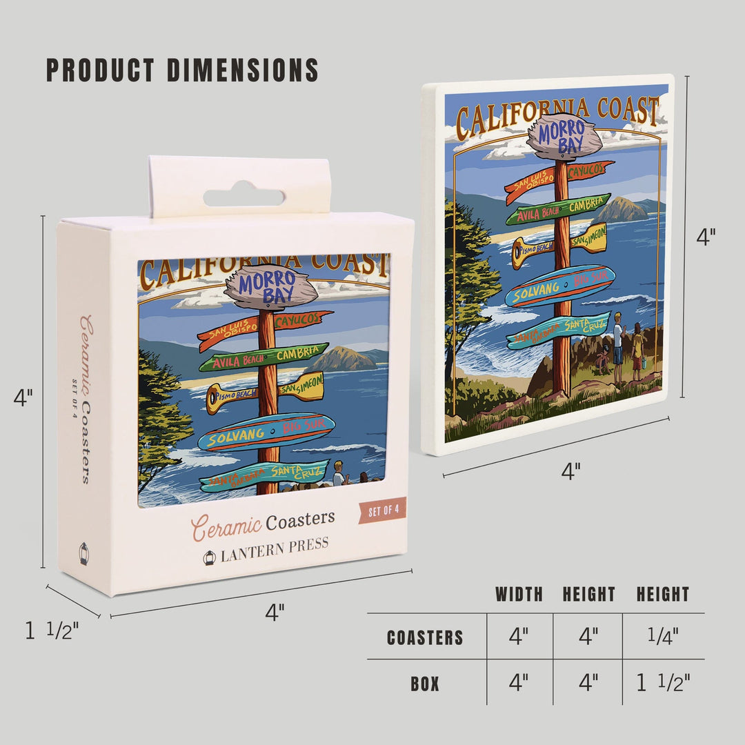 Morro Bay, California, Destinations Sign, Coasters Coasters Lantern Press