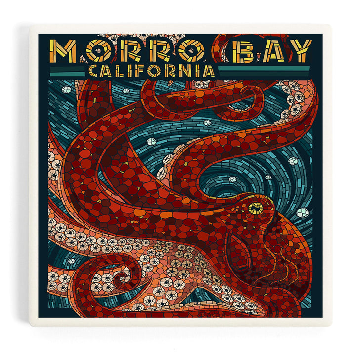 Morro Bay, California, Octopus Mosaic, Coasters Coasters Lantern Press Coaster