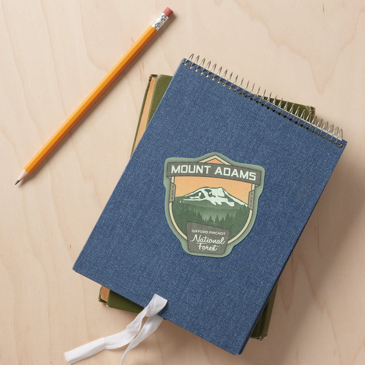 Mount Adams, Washington, Pacific Northwest Volcanoes, Contour, Vinyl Sticker Sticker Lantern Press