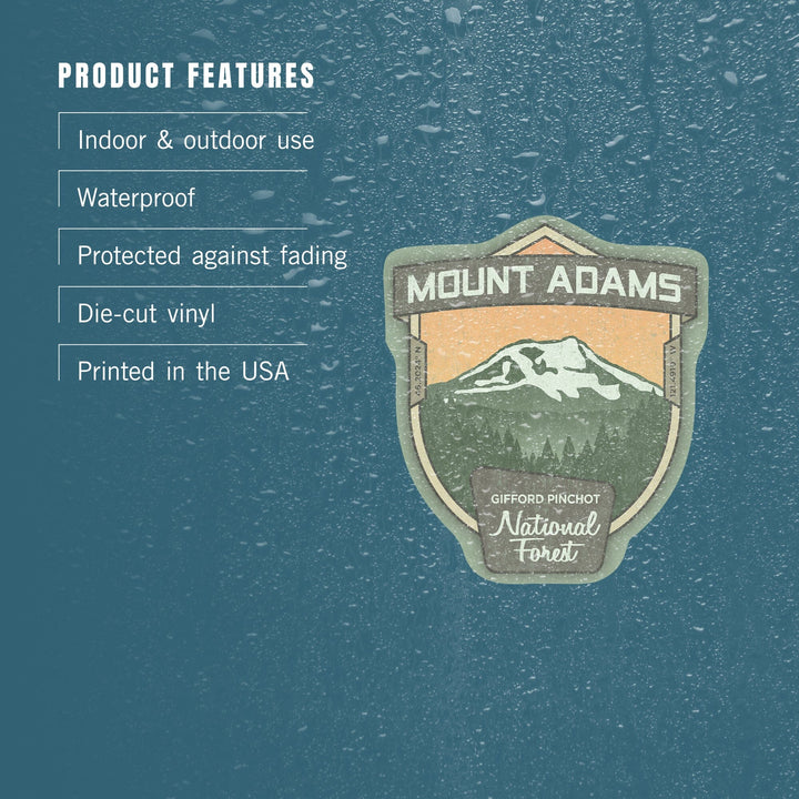 Mount Adams, Washington, Pacific Northwest Volcanoes, Contour, Vinyl Sticker Sticker Lantern Press