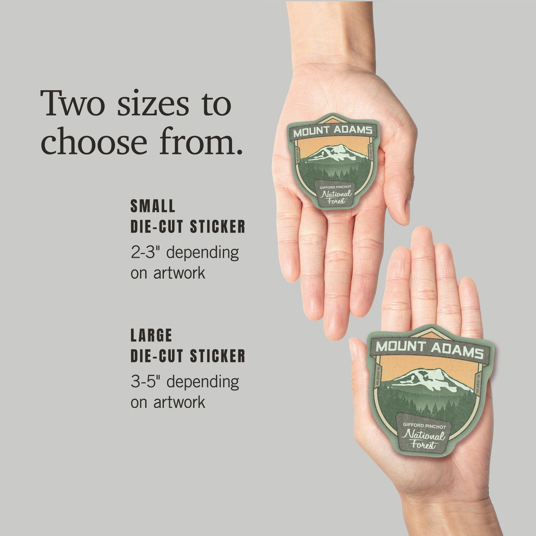 Mount Adams, Washington, Pacific Northwest Volcanoes, Contour, Vinyl Sticker Sticker Lantern Press