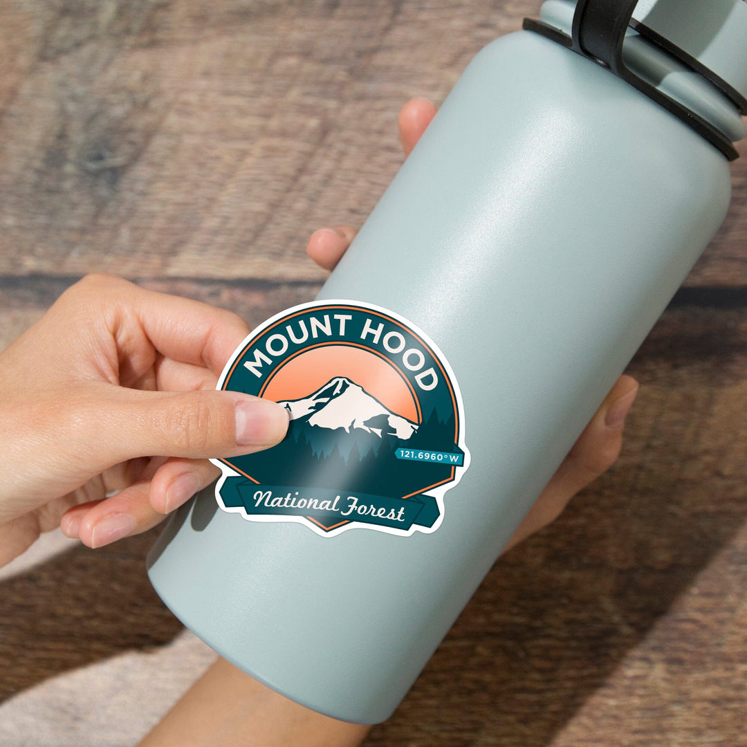 Mount Hood National Forest, Oregon, Pacific Northwest Volcanoes, Contour, Vinyl Sticker Sticker Lantern Press