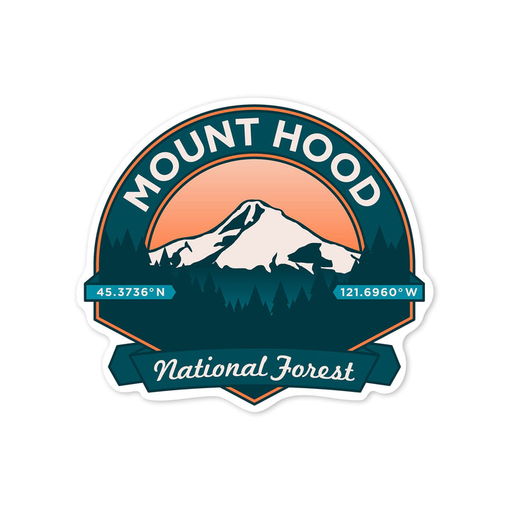 Mount Hood National Forest, Oregon, Pacific Northwest Volcanoes, Contour, Vinyl Sticker Sticker Lantern Press