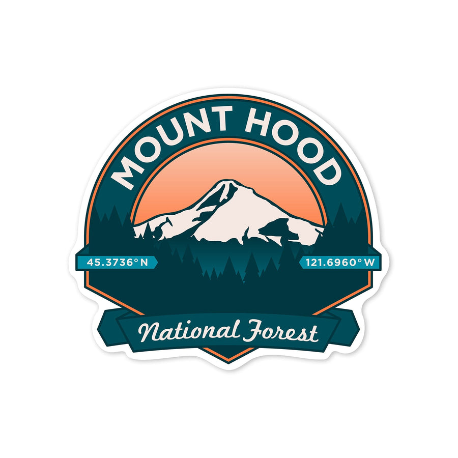Mount Hood National Forest, Oregon, Pacific Northwest Volcanoes, Contour, Vinyl Sticker Sticker Lantern Press