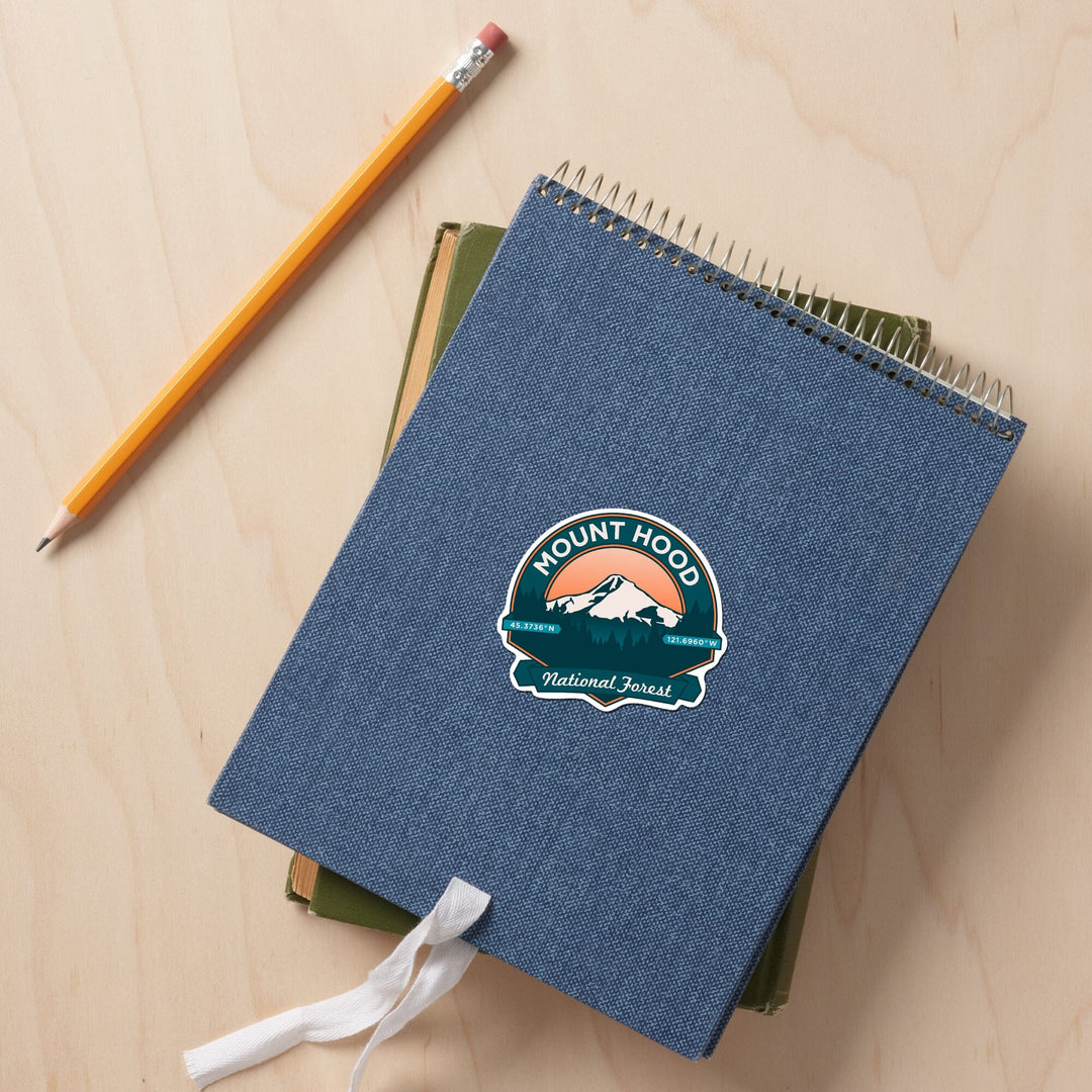 Mount Hood National Forest, Oregon, Pacific Northwest Volcanoes, Contour, Vinyl Sticker Sticker Lantern Press