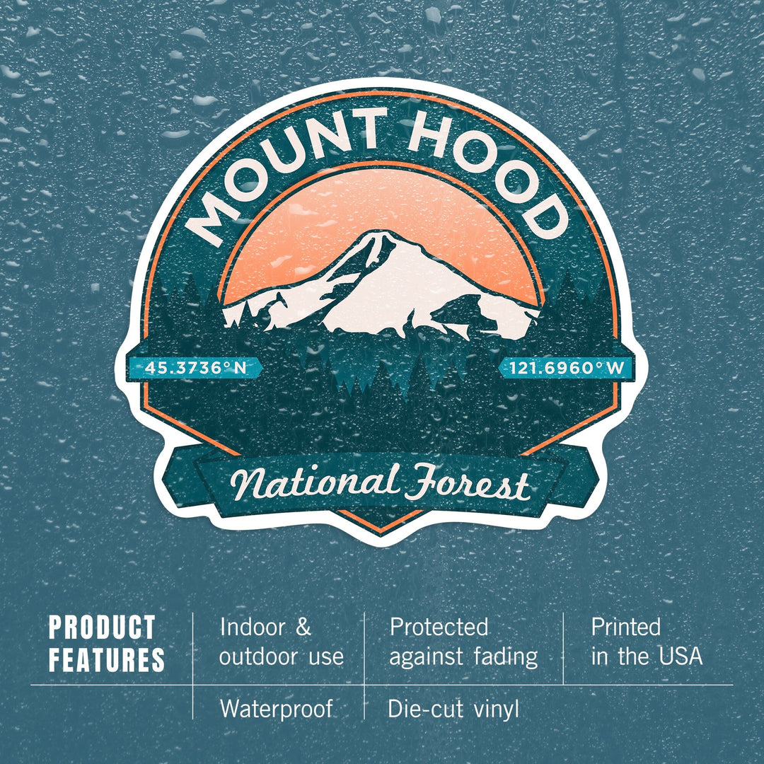 Mount Hood National Forest, Oregon, Pacific Northwest Volcanoes, Contour, Vinyl Sticker Sticker Lantern Press