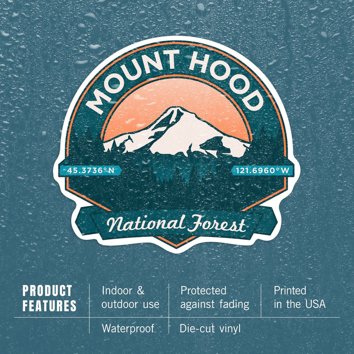 Mount Hood National Forest, Oregon, Pacific Northwest Volcanoes, Contour, Vinyl Sticker Sticker Lantern Press