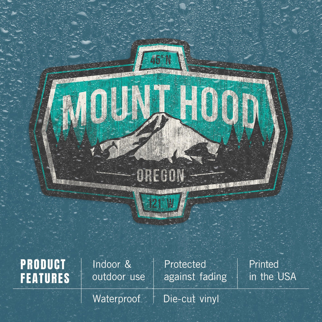 Mount Hood, Oregon, Contour, Vinyl Sticker Sticker Lantern Press
