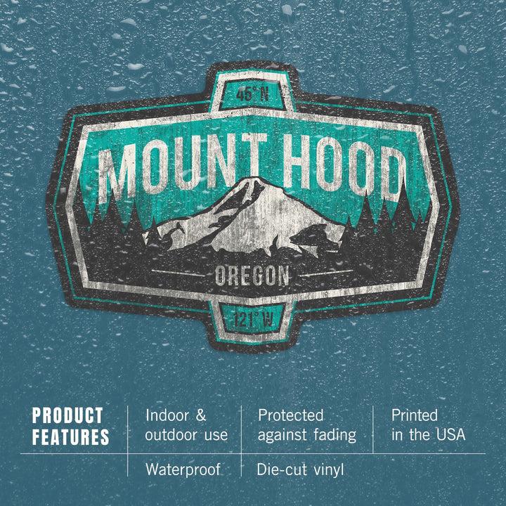 Mount Hood, Oregon, Contour, Vinyl Sticker Sticker Lantern Press