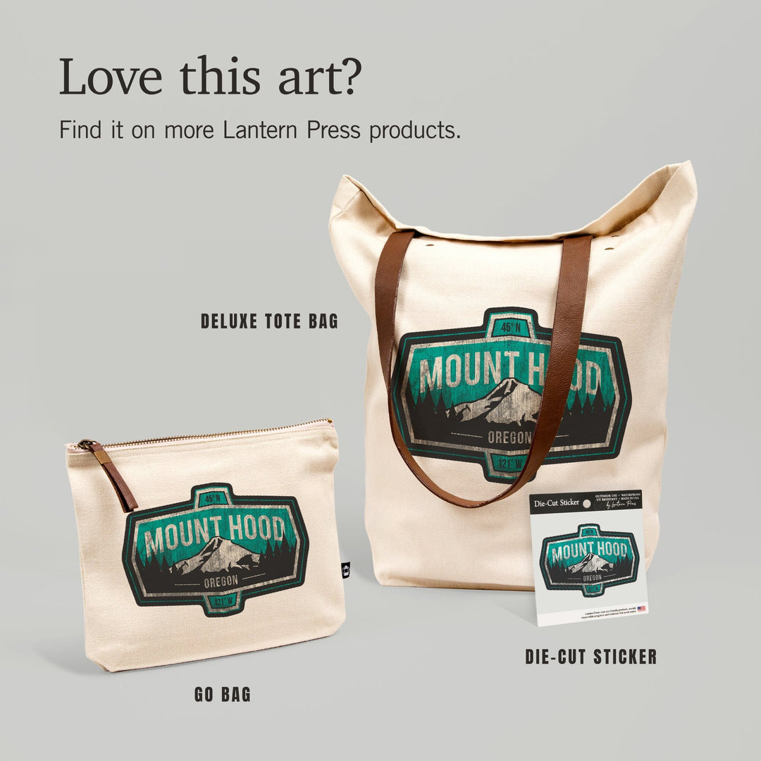 Mount Hood, Oregon, Contour, Vinyl Sticker Sticker Lantern Press