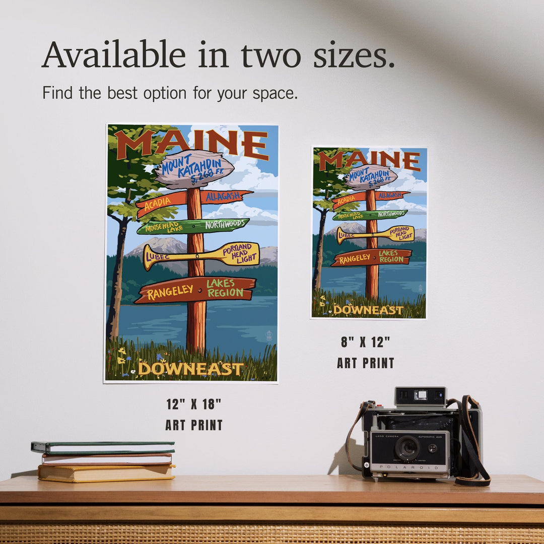Mount Katahdin, Maine, Destinations Sign, Art & Giclee Prints Art Lantern Press