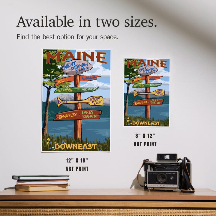 Mount Katahdin, Maine, Destinations Sign, Art & Giclee Prints Art Lantern Press