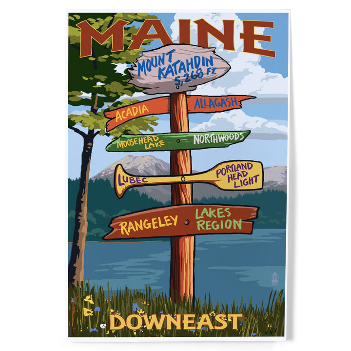 Mount Katahdin, Maine, Destinations Sign, Art & Giclee Prints Art Lantern Press