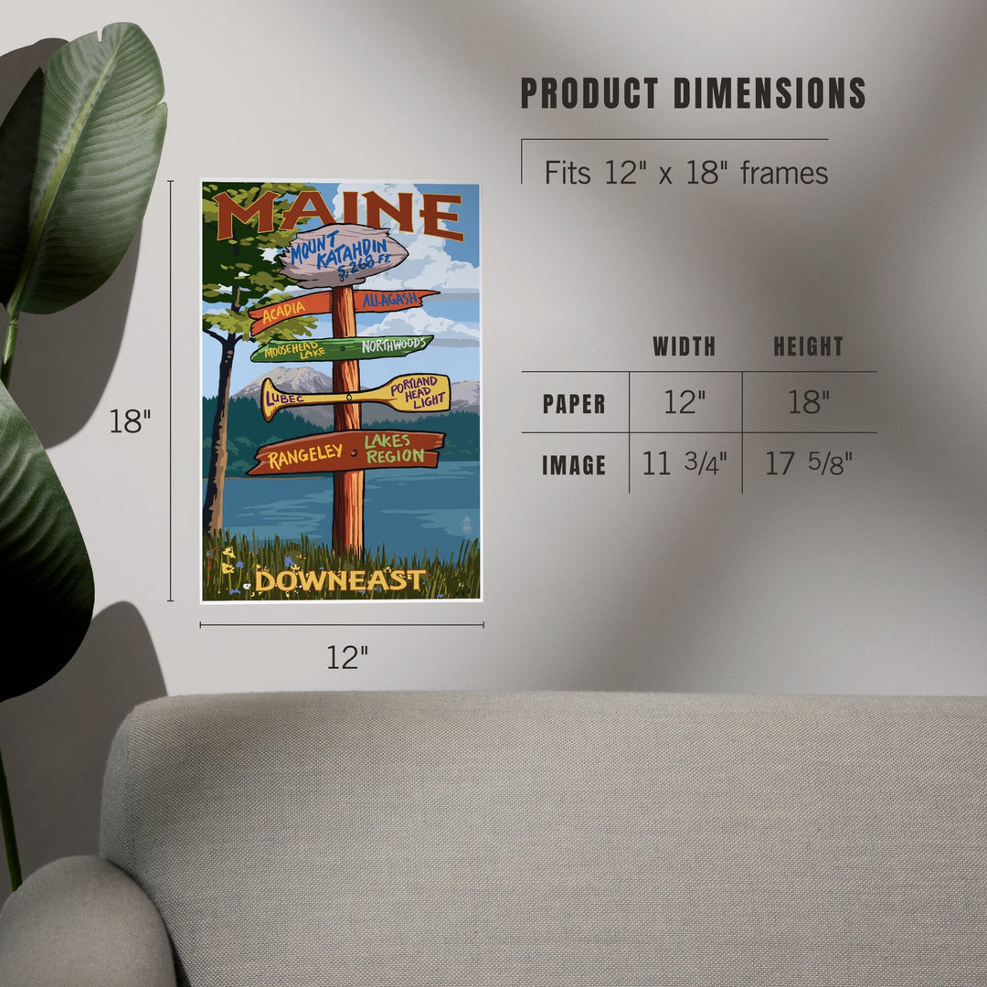Mount Katahdin, Maine, Destinations Sign, Art & Giclee Prints Art Lantern Press