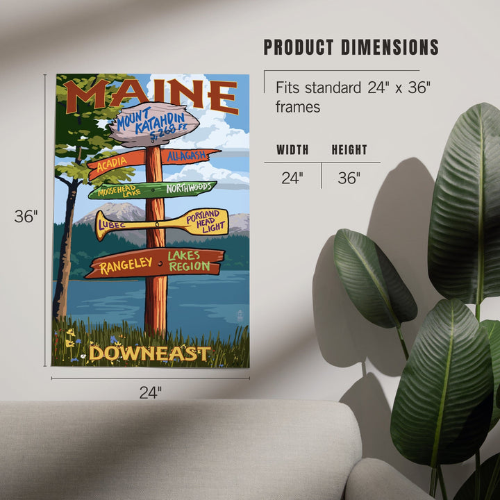 Mount Katahdin, Maine, Destinations Sign, Art & Giclee Prints Art Lantern Press