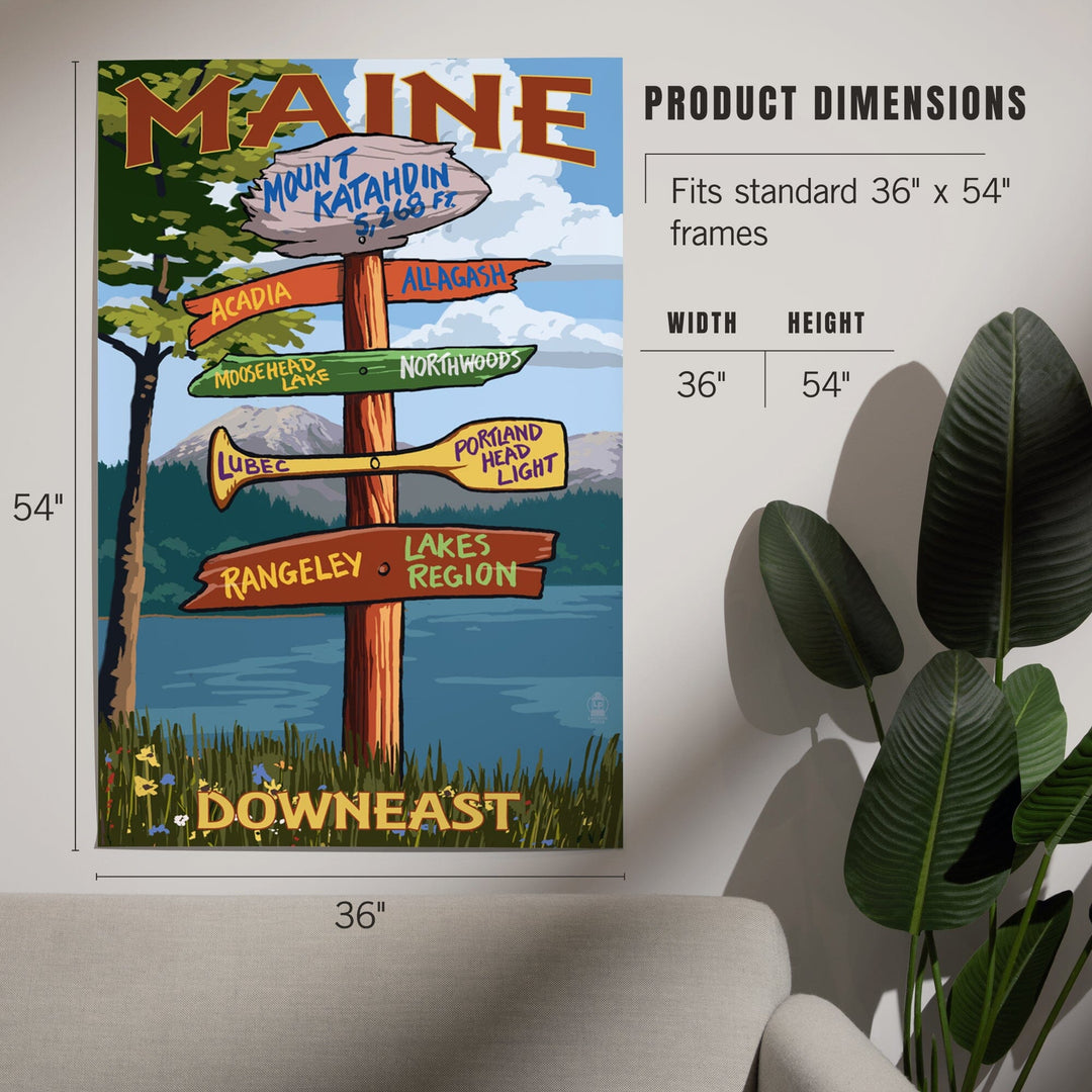 Mount Katahdin, Maine, Destinations Sign, Art & Giclee Prints Art Lantern Press