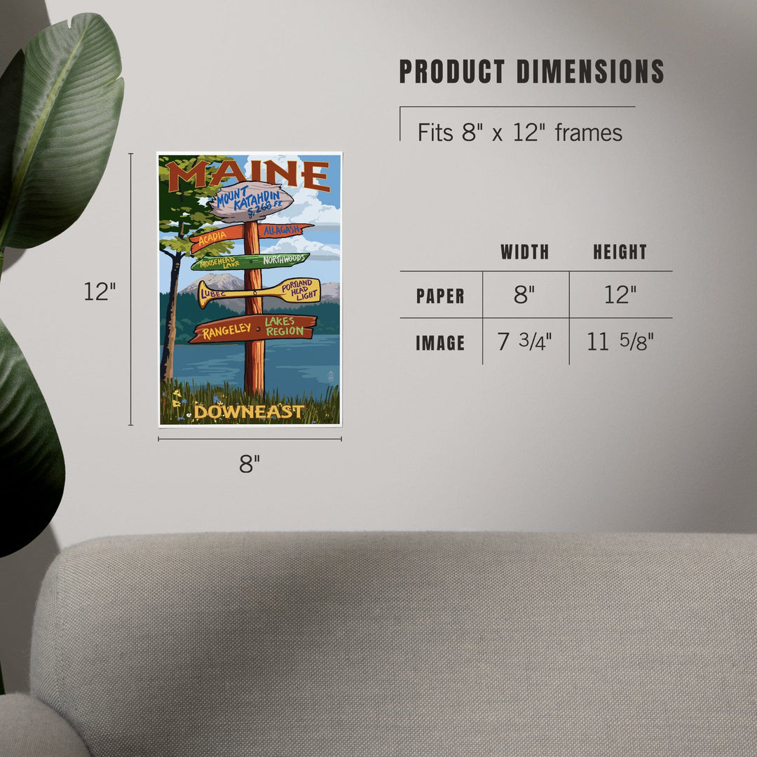 Mount Katahdin, Maine, Destinations Sign, Art & Giclee Prints Art Lantern Press