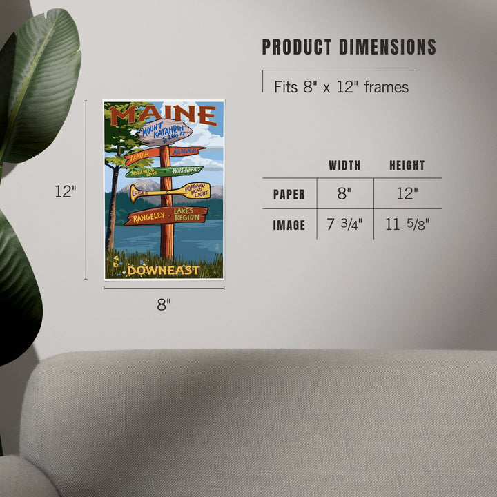 Mount Katahdin, Maine, Destinations Sign, Art & Giclee Prints Art Lantern Press