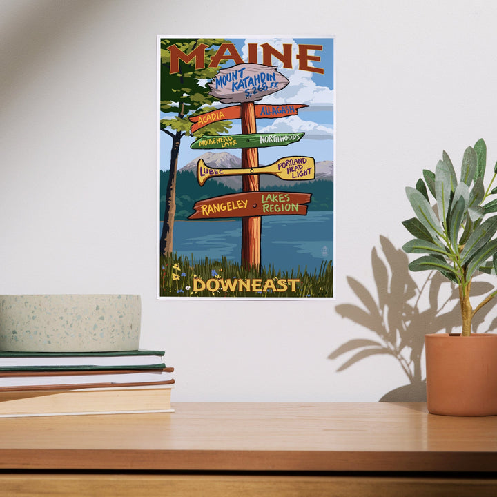 Mount Katahdin, Maine, Destinations Sign, Art & Giclee Prints Art Lantern Press