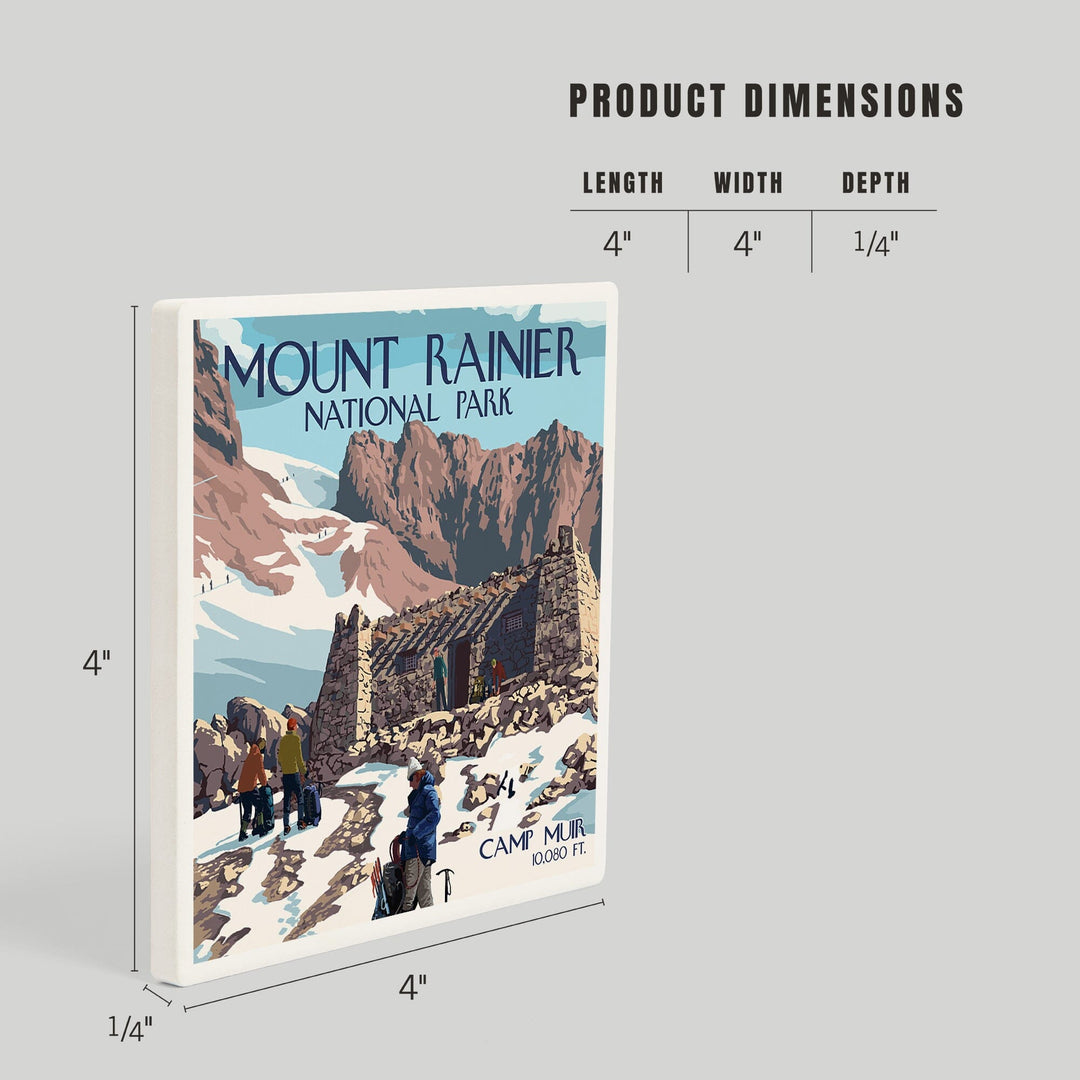 Mount Rainier National Park, Washington, Camp Muir and Climbers, Coasters Coasters Lantern Press