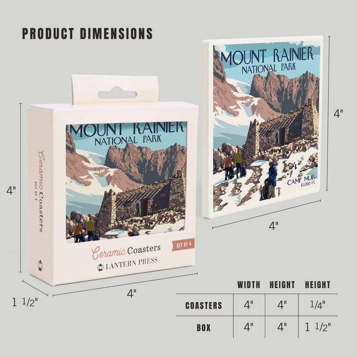 Mount Rainier National Park, Washington, Camp Muir and Climbers, Coasters Coasters Lantern Press