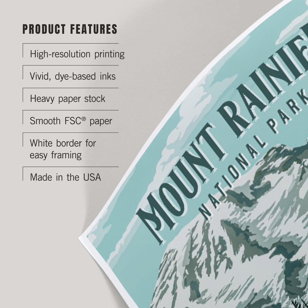 Mount Rainier National Park, Washington, Painterly National Park Series, Art & Giclee Prints Art Lantern Press