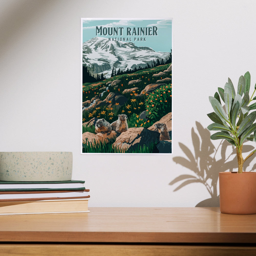 Mount Rainier National Park, Washington, Painterly National Park Series, Art & Giclee Prints Art Lantern Press