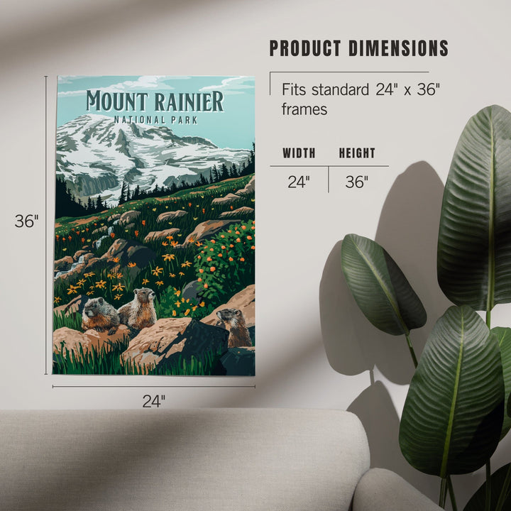 Mount Rainier National Park, Washington, Painterly National Park Series, Art & Giclee Prints Art Lantern Press