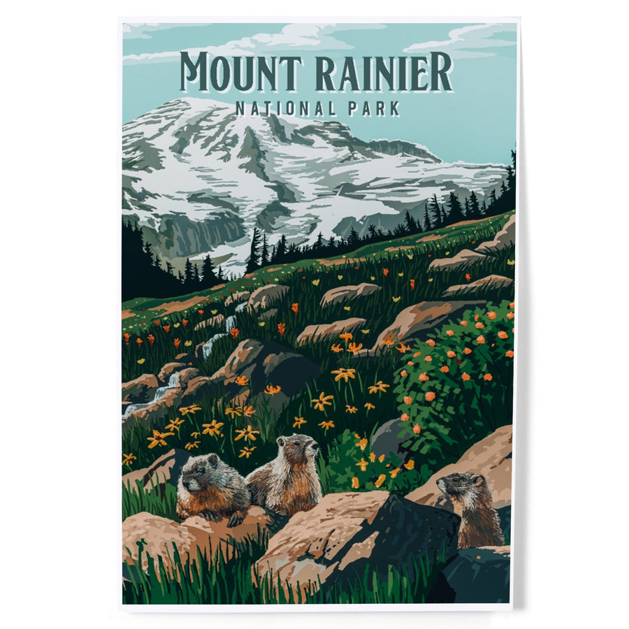 Mount Rainier National Park, Washington, Painterly National Park Series, Art & Giclee Prints Art Lantern Press