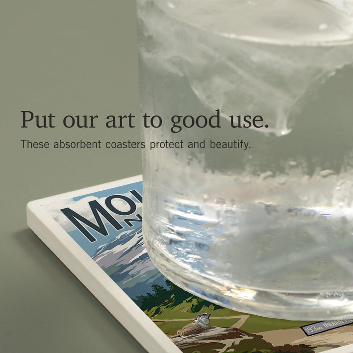 Mount Rainier National Park, Washington, Wonderland Trail Destination Sign Press, Coasters Coasters Lantern Press